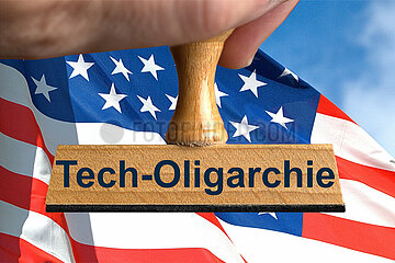 Symbolischer Stempel Tech-Oligarchie