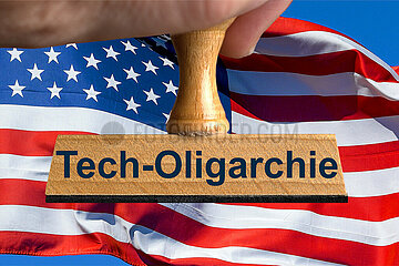 Symbolischer Stempel Tech-Oligarchie