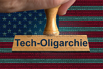 Symbolischer Stempel Tech-Oligarchie