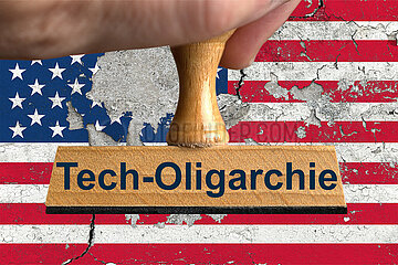 Symbolischer Stempel Tech-Oligarchie