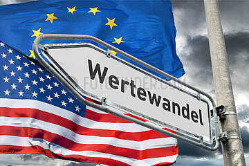 Symbolischer Wegweiser Wertewandel