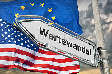 Symbolischer Wegweiser Wertewandel
