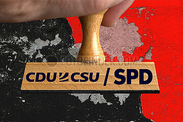Symbolischer Stempel CDU / CSU / SPD