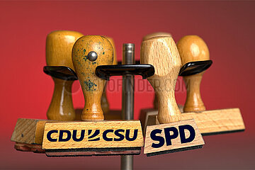 Symbolische Stempel CDU / CSU / SPD