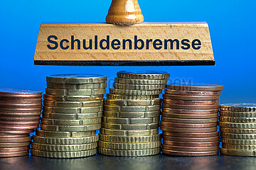 Symbolischer Stempel mit der Aufschrift Schuldenbremse