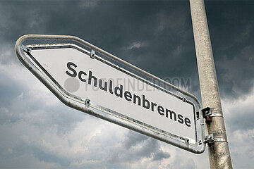 Symbolischer Wegweiser Schuldenbremse
