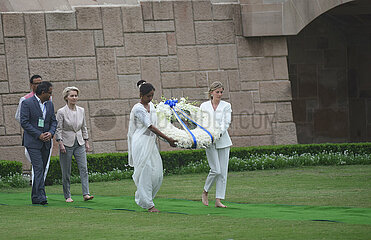 Ursula von der Leyen at the Gandhi memorial in New Delhi