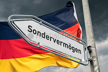 Symbolischer Wegweiser Sondervermoegen