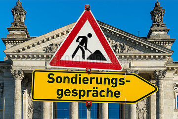 Symbolische Schilder Sondierungsgespraeche