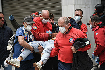 Greece: Clashes between protestors and riot police during the Tempi protest