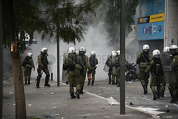 Greece: Clashes between protestors and riot police during the Tempi protest