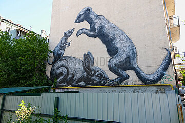 Ein Mural in Kiev