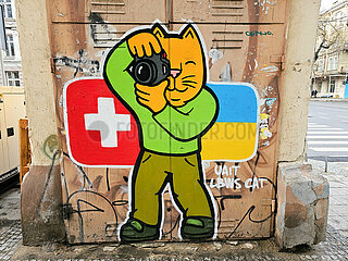 Mural zu Ehren der schweizer Kriegsfotografen