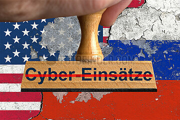Symbolischer Stempel Cyber-Einsaetze