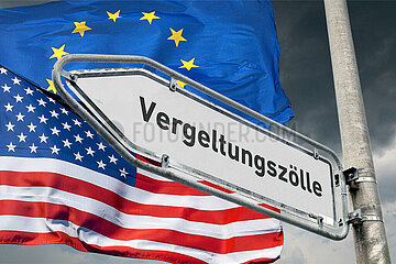 Symbolischer Wegweiser Vergeltungszoelle