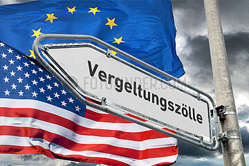 Symbolischer Wegweiser Vergeltungszoelle