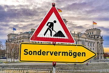 Symbolische Schilder Sondervermoegen