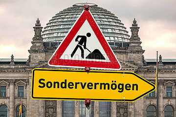 Symbolische Schilder Sondervermoegen