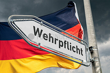Symbolischer Wegweiser Wehrpflicht