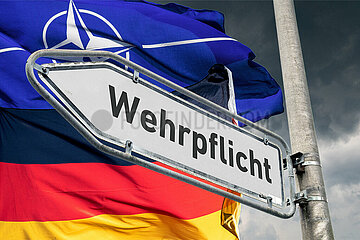 Symbolischer Wegweiser Wehrpflicht
