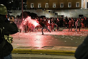 Greece: Riot police clashes with protestors in the center of Athens.