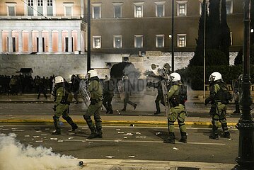 Greece: Riot police clashes with protestors in the center of Athens.