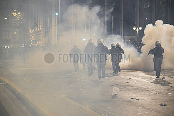 Greece: Riot police clashes with protestors in the center of Athens.