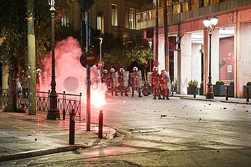 Greece: Riot police clashes with protestors in the center of Athens.