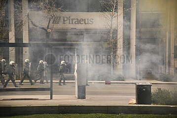 Greece: Riot police clashes with protestors in the center of Athens.