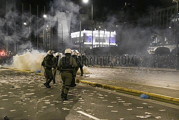 Greece: Riot police clashes with protestors in the center of Athens.