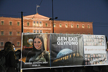 Greece: Thousands of Athenians protest in front of the parliament over Tempi train collision.