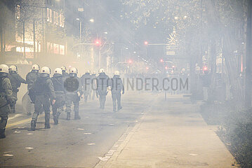 Greece: Riot police clashes with protestors in the center of Athens.