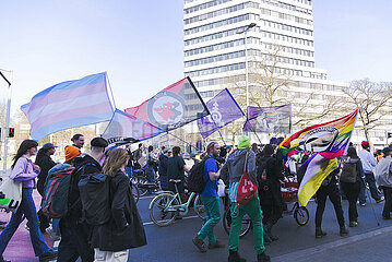 Demonstranten in Hannover am 08.03.2025 zum Feministischen Kampftag