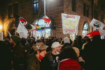 Protestaktion gegen rechten Aufmarsch in Nürnberg