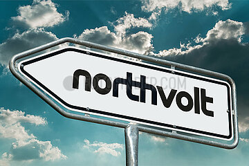 Symbolischer Wegweiser Northvolt
