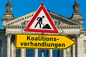 Symbolische Schilder Koalitionsverhandlungen