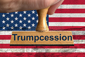 Symbolischer Stempel Trumpcession