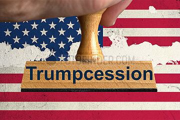 Symbolischer Stempel Trumpcession