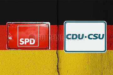 Schilder SPD und CDU / CSU