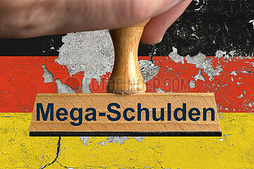 Symbolischer Stempel Mega-Schulden