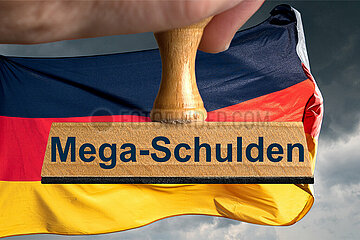 Symbolischer Stempel Mega-Schulden