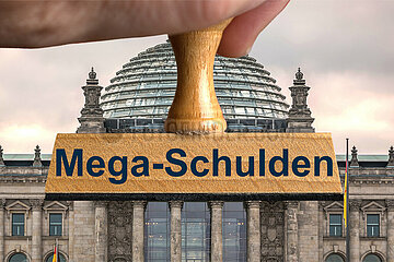 Symbolischer Stempel Mega-Schulden