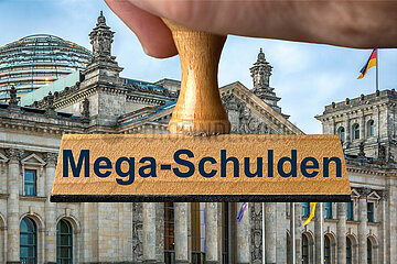 Symbolischer Stempel Mega-Schulden