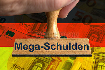 Symbolischer Stempel Mega-Schulden