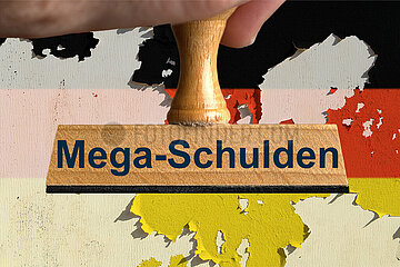 Symbolischer Stempel Mega-Schulden