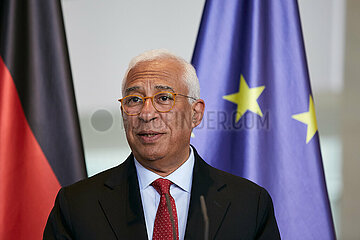 Berlin  Deutschland - Der Praesident des Europaeischen Rates Antonio Costa bei einer Pressekonferenz im Kanzleramt.