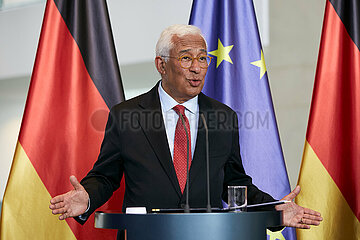 Berlin  Deutschland - Der Praesident des Europaeischen Rates Antonio Costa bei einer Pressekonferenz im Kanzleramt.