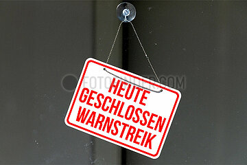 Symbolisches Schild Heute Geschlossen Warnstreik