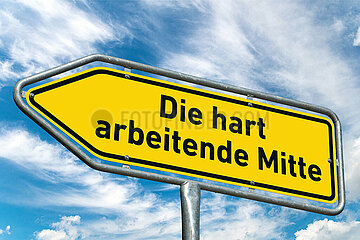 Symbolischer Wegweiser Die hart arbeitende Mitte