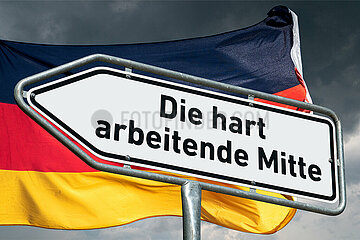 Symbolischer Wegweiser Die hart arbeitende Mitte